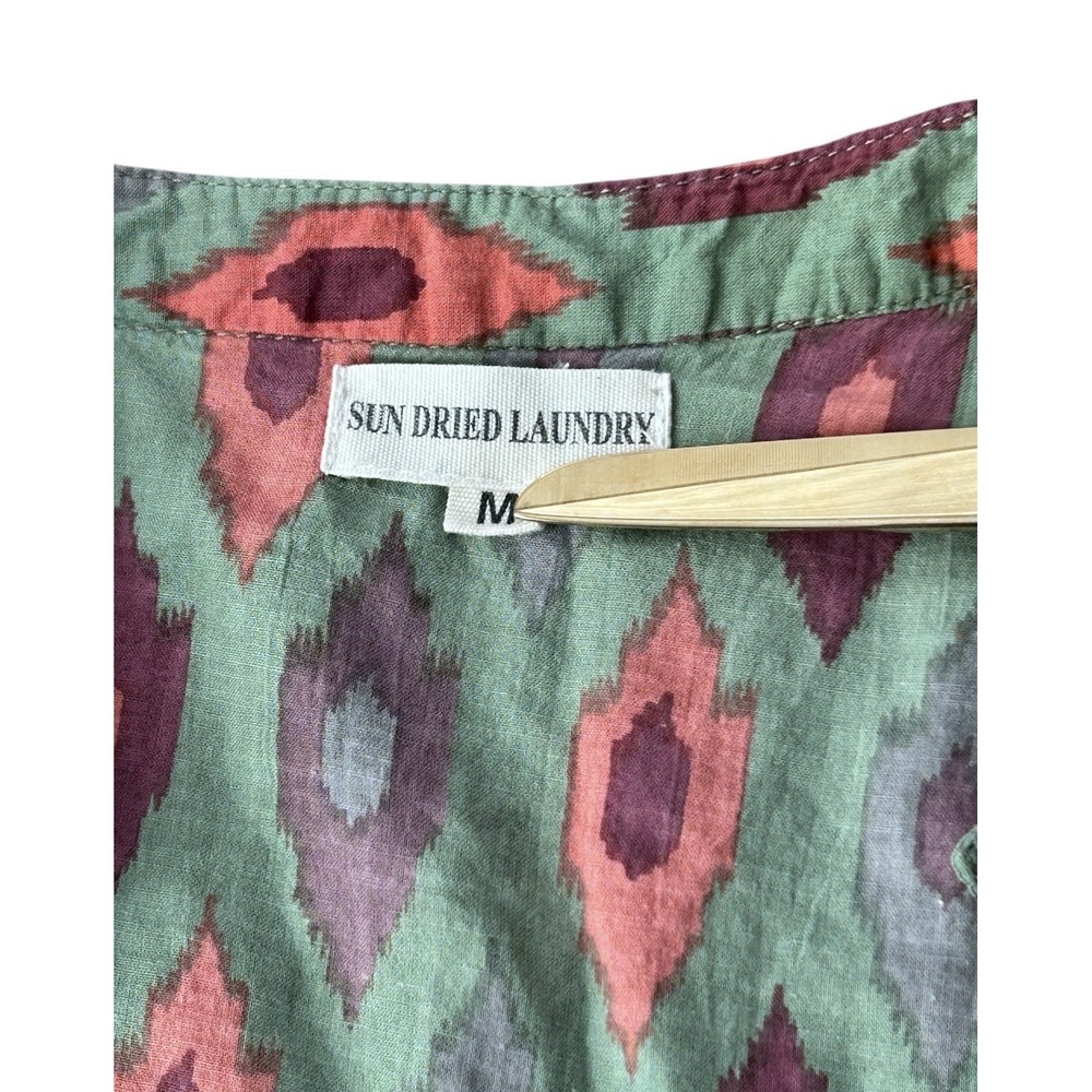 Anthropologie Sun Dried Laundry Ikat Midi Dress Cotton Size M Boho - Picture 4 of 6